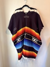 Tribal Serape Mexican Adult Poncho One Size Fits Most Colorful Spanish Sunset