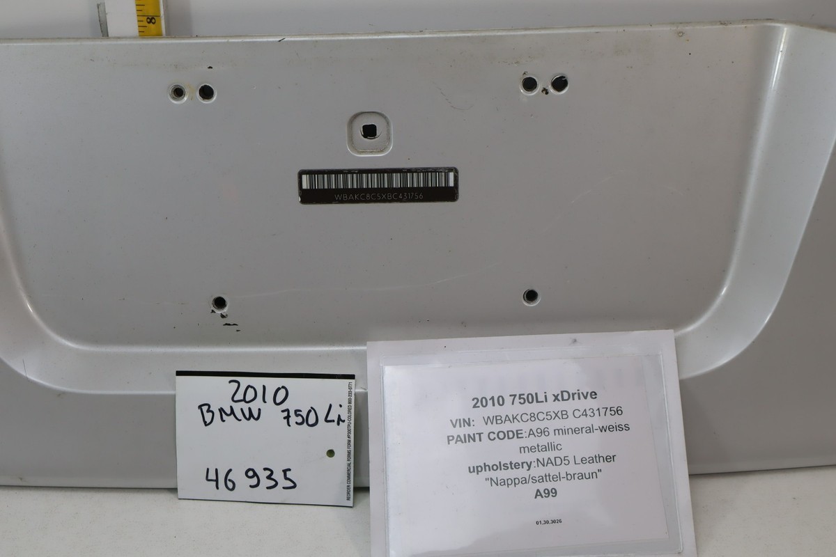 2009-2015 BMW 750Li xDrive Trunk Lid License Plate Panel Frame