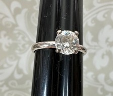 Sterling Silver Solitaire Engagement Ring Round Cubic Zirconia Gemstone Size 8