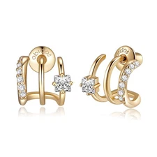 14K Gold Plated Illusion Stud Earrings | Gold Hoop Earrings for Women