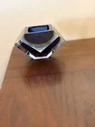 Blue and yellow Murano glass ashtray/bowl attributed to Flavio Poli for Seguso