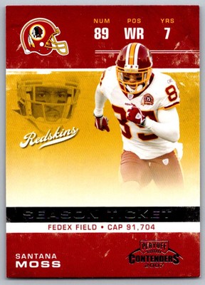 2007 Playoff Contenders Santana Moss Washington Redskins #100