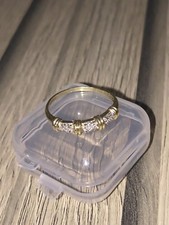 Hallmarked 9ct Yellow Gold Diamond Accent Ring Size S Ladies Dress Ring