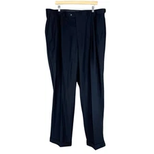 NWT Louis Raphael Dress Pants Mens 42x32 Black Pleated Business Career Work