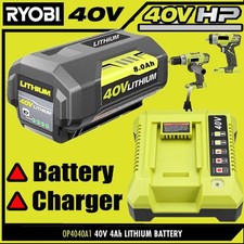 8.0Ah Battery 40 Volt for Ryobi 40V Lithium OP40602 Battery with LED / Charger