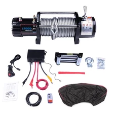 Electric Winch Steel Cable Truck Trailer Off Road 4WD w/cover 12V 12000LBS