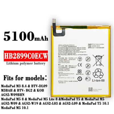 HB2899C0ECW Battery For Huawei MediaPad M3 8.4 T5 M5 8 10.1 BTV-W09 BTV-DL09 New