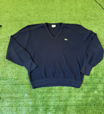 Vintage Lacoste Izod Sweater Mens XL Blue V-Neck Orlon Acrylic 70s USA Made