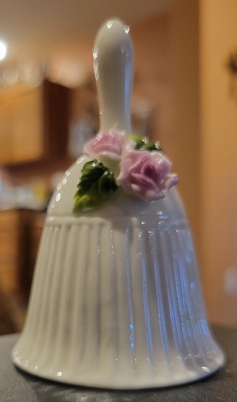 Vintage, Shafford Fine Bone China, White Bell with Pink Roses. No Clapper