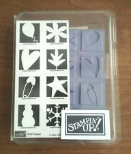 STAMPIN' UP BOLD SHAPES SET OF 8 RUBBER STAMPS Snowflake Star Flower Heart Leaf
