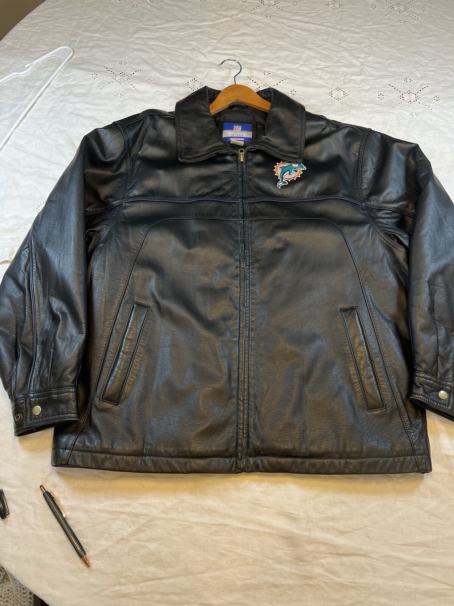 NFL Miami Dolphins Black Leather Team Apparel OnField Men LG 