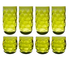 QG 14 & 22 oz Acrylic Plastic Iced Tea Cup Drinking Glass Tumbler Set of 8 Green