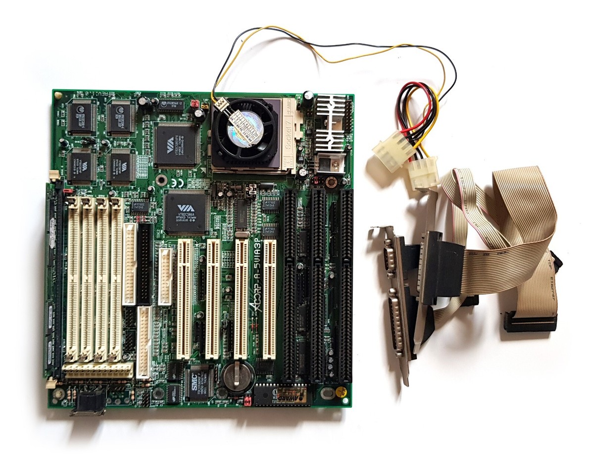 Socket 7 motherboard Acorp A-5VIA3P + Intel Pentium 166MMX +