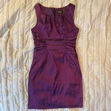 Adrianna Papell Dress Womens 10 Purple Cocktail~Mother of the Bride Ruched Vneck