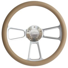 Chevy Steering Wheel - Billet Tan Wrap Chevy Horn Adapter Ships Free Chevy Steering Wheel - Billet Tan Wrap Chevy Horn Adapter Ships Free