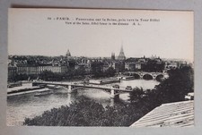 Paris Panorama Sur La Seine Eiffel Tower Vintage Postcard
