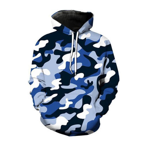 Men Sweatshirt Long Sleeve Hoodies Mens Casual Camouflage Print Fall Hooded Tops - Picture 6 of 17