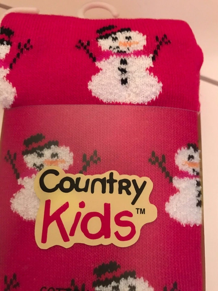 Medias de Navidad Rojo Muñeco de Nieve Talla 1-3 AÑOS Country Kids Vacaciones Algodón Apretado Foto 2 de 4