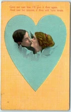 Postcard - Love/Romance Greeting Card - Lovers and Heart Art Print