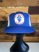 Vintage RARE 80s IHL Milwaukee Admirals Hockey Blue Colored Snapback Hat Youngan