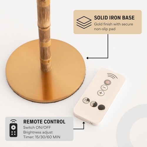 Bamboo Cordless LED Table Lamp Boho Lamp with Remote Rechargeable Battery Decor - Picture 7 of 7