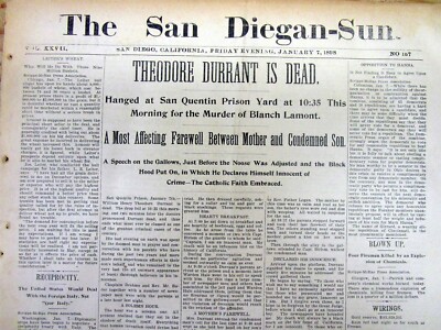 6 1897-1898 newspapers TRIAL & EXECUTION of THEODORE DURRANT for SF, CA murders