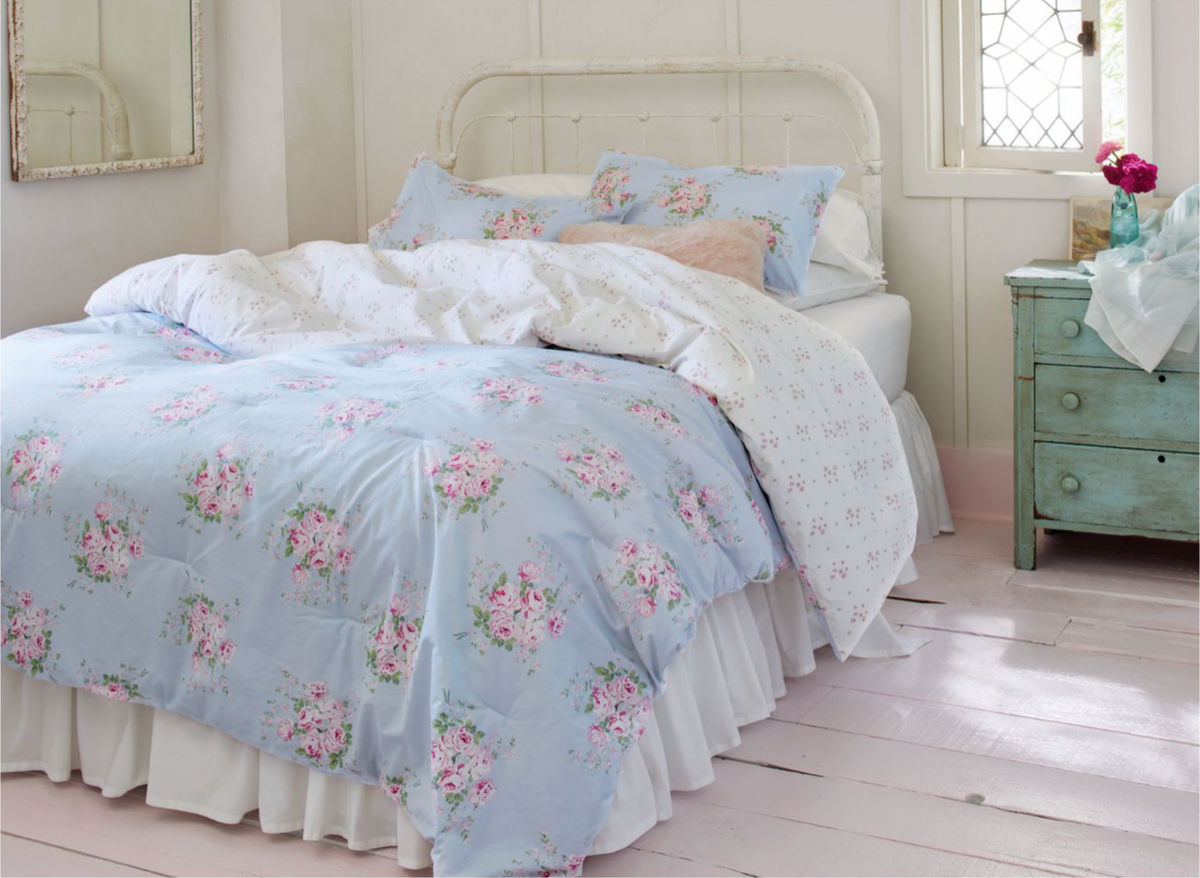 Jet De Lit Simply Shabby Chic Rose Clair - 55 X 80 Pouces, Tombant 15 Pouces, 100% Coton