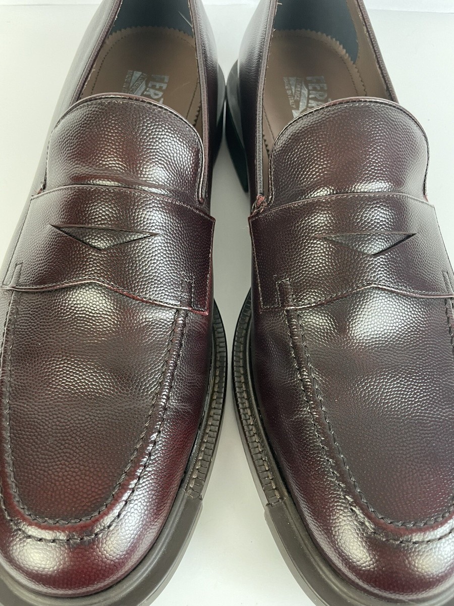 Salvatore Ferragamo Burgundy Penny Loafers Mens Size 10.5 EE  display picture 2