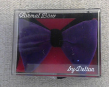 Vintage Delton formal clip-on bow tie, Black Purple Velvet with original box