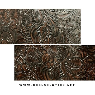 Embossed Leather Floral Chocolate, Custom Cuts Leather Sheets 8x8,10x8,12x18 