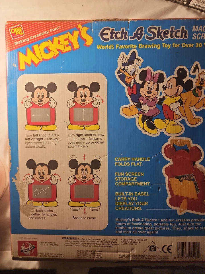 Caballete portátil Mickey Etch A Sketch Magic Screen incorporado de colección 1991 arte de Ohio Foto 2 de 4