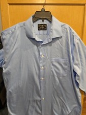 Pronto Uomo Mens Button Down Long Sleeve Classic Fit cotton Shirt Blue Size XL