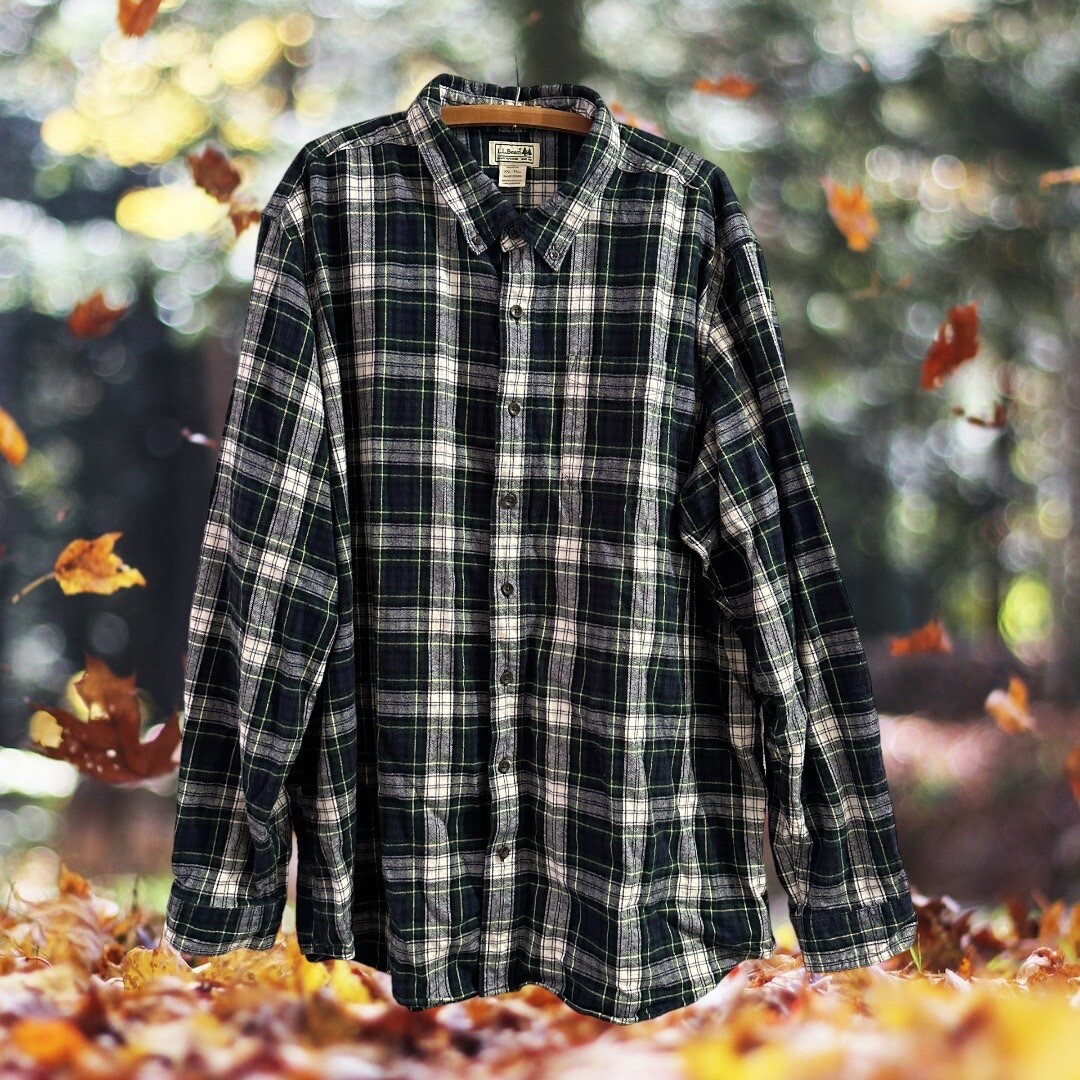 LL Bean Traditional Fit Plaid Flannel Long Sleeve Button Down Shirt Men XXL Tall