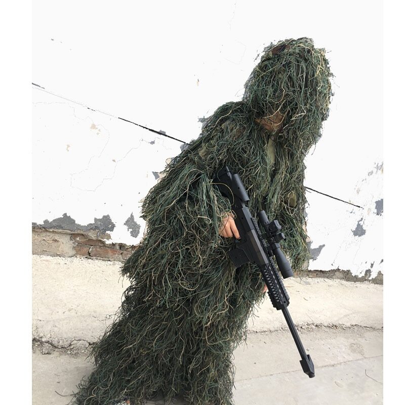 Tactical Camouflage Clothing 3D Withered Grass Ghillie Suit 5 PCS Sniper  Military Hunting Suit Army Hunting Clothes Birding Suit