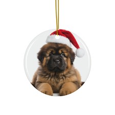 Hanging Ceramic Christmas Tree Ornament - Tibetan Mastiff Puppy Design