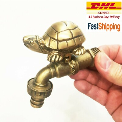 #ad Brass Garden Tap Water Vintage Home Decor Outdoor Spigot Turtle Head Faucet AU $94.49