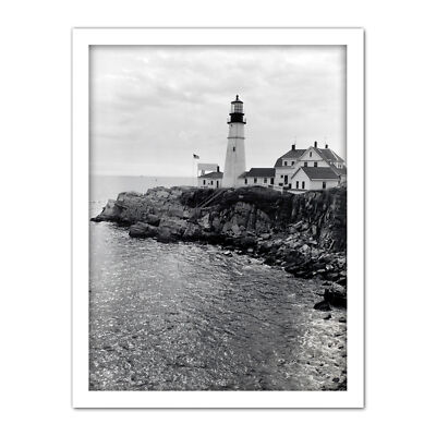 Berenice Abbott Lighthouse Maine Sea Coast Photo Framed Wall Art Print 18X24 In