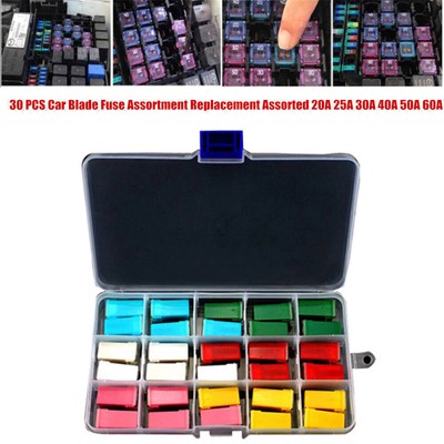 30 PCS Car Truck RV Boat Blade Fuse Assortment Assorted 20A 25A 30A 40A 50A 60A