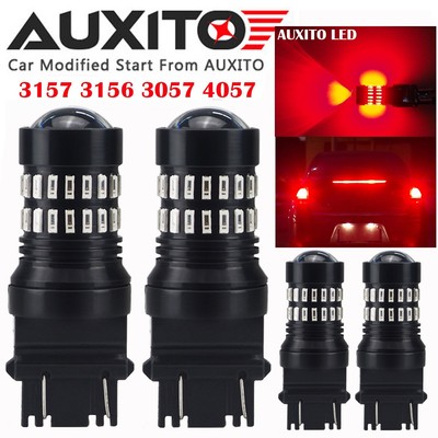 4X AUXITO 3157 3457 Strobe Blinking Flash Red LED Brake Stop Tail Light Bulb EXD