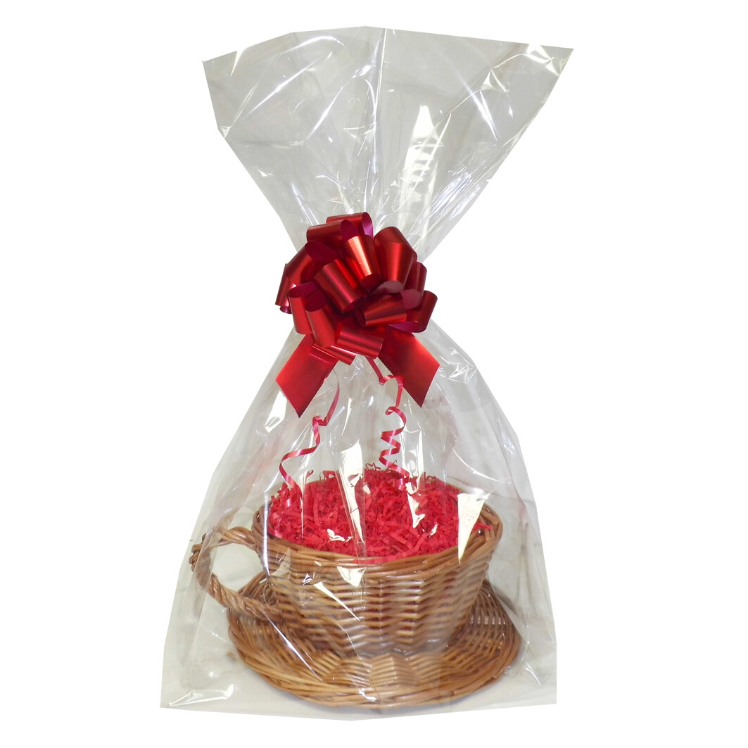 DIY Afternoon Tea Xmas Gift Hamper Kit - Tea Cup Wicker Basket, Shred, Bag & Bow