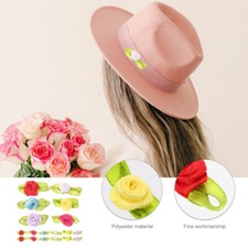 200PCS Mini Artificial Flowers Heads Ribbon Roses DIY Crafts Hat Clothing Decor
