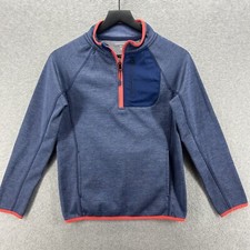 Crown Ivy Sweater Kids Size Medium Golf Blue Fleece Pullover 1/4 Zip
