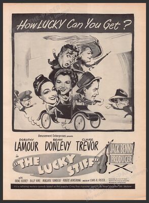 ''The Lucky Stiff'' Movie Release 1940s Print Advertisement Ad 1949