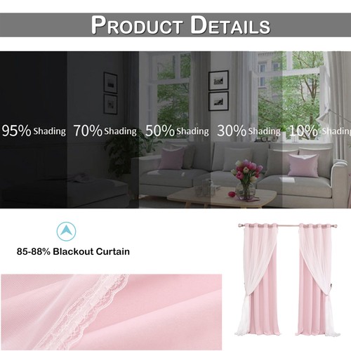 Double-Layer Blockout Thermal Insulated Curtain Eyelet Prince Princess Bedroom - Picture 6 of 21