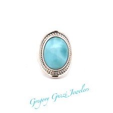 Sterling Silver Natural Larimar Ring - Size 7.5