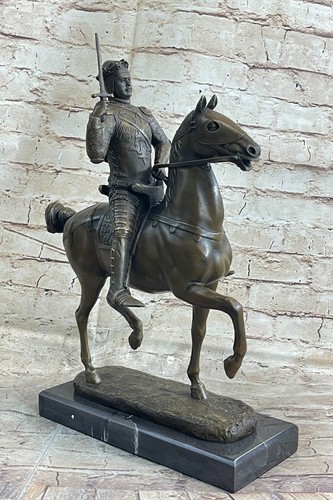 Amazing Roman Warrior on Rearing Horse Bronze Sculpture Statue Classic Artwork - Picture 3 of 7