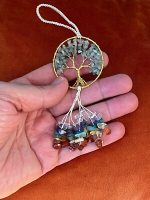 Lebensbaum Anhänger für Auto Haus hängend 7 Chakra Stein Ornament