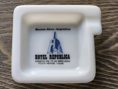Modernist HOTEL REPUBLICA Buenos Aires Argentina Milk Glass Ashtray Cigarette