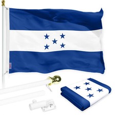6 Ft Tangle Free Flagpole White  Honduras Flag 3x5 Ft Printed 150D Polyester