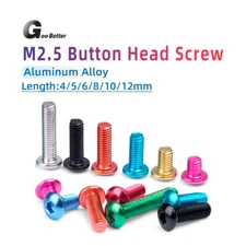 M2.5 Button Head Cap Screws Aluminum Alloy Allen Bolts 4/5/6/8 /10/12mm 10 Color